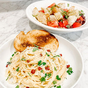 RECIPE: Spaghetti Carbonara with Acquasala Salad